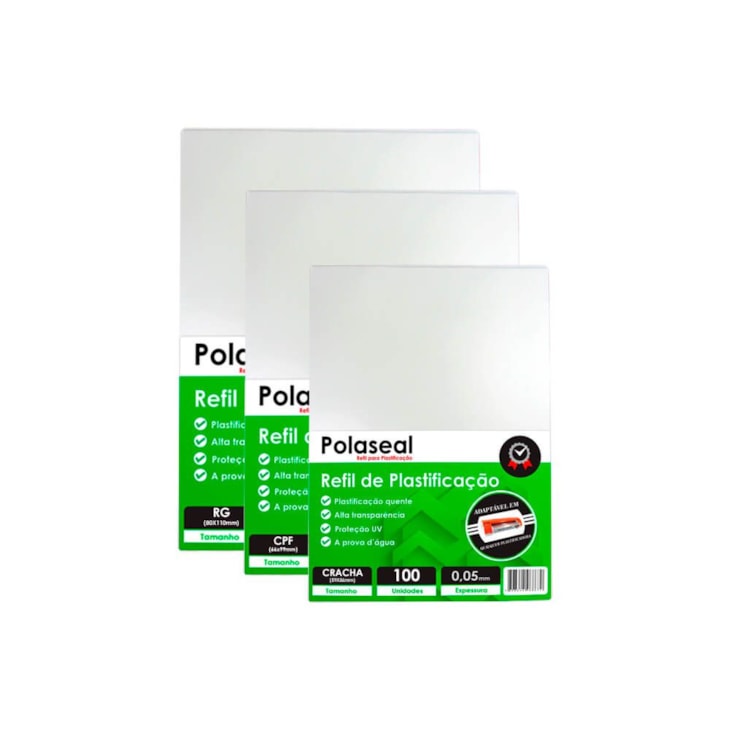 Kit 300 Polaseal Plastificação Crachá RG CPF 0,05mm Marpax