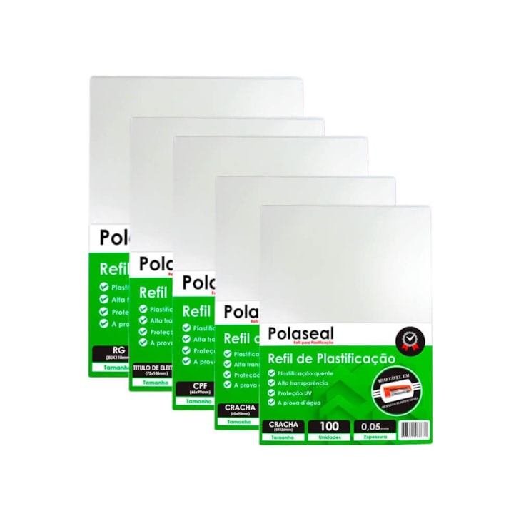 Kit 500 Plásticos Polaseal p/ Plastificação RG,CPF,Crachá 0,05mm