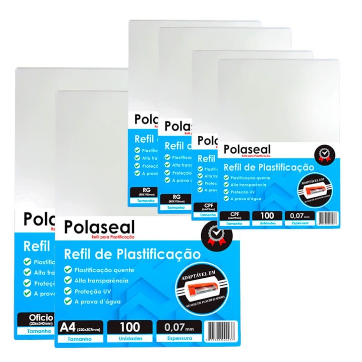 Kit 600un Polaseal (CPF - RG - A4 - Oficio) 0,07 175mic