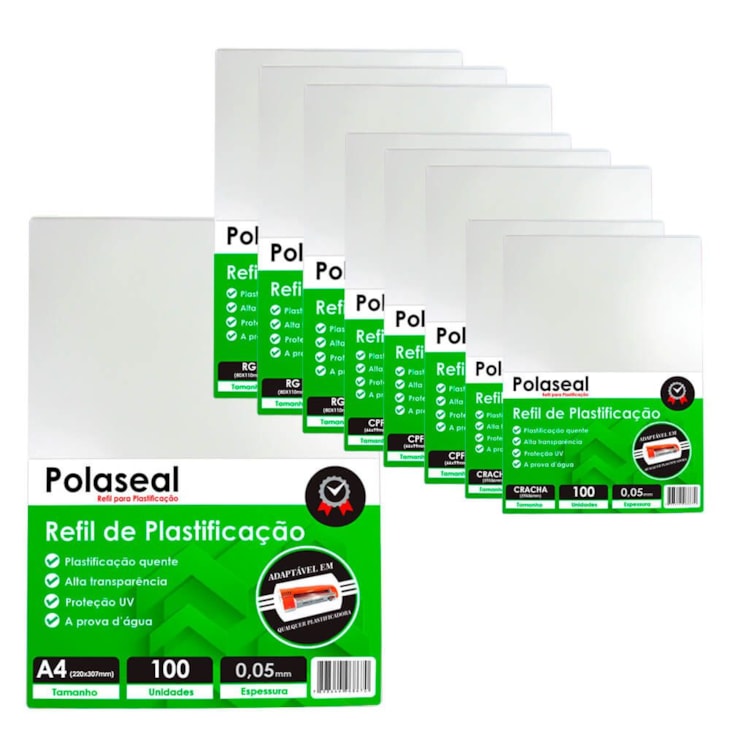 Kit 900un Polaseal (Crachá - CPF - RG - A4) 0,05 125mic