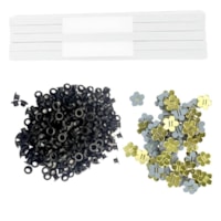 Kit Acabamento Elástico Branco + Ilhós Preto + Passante Flor