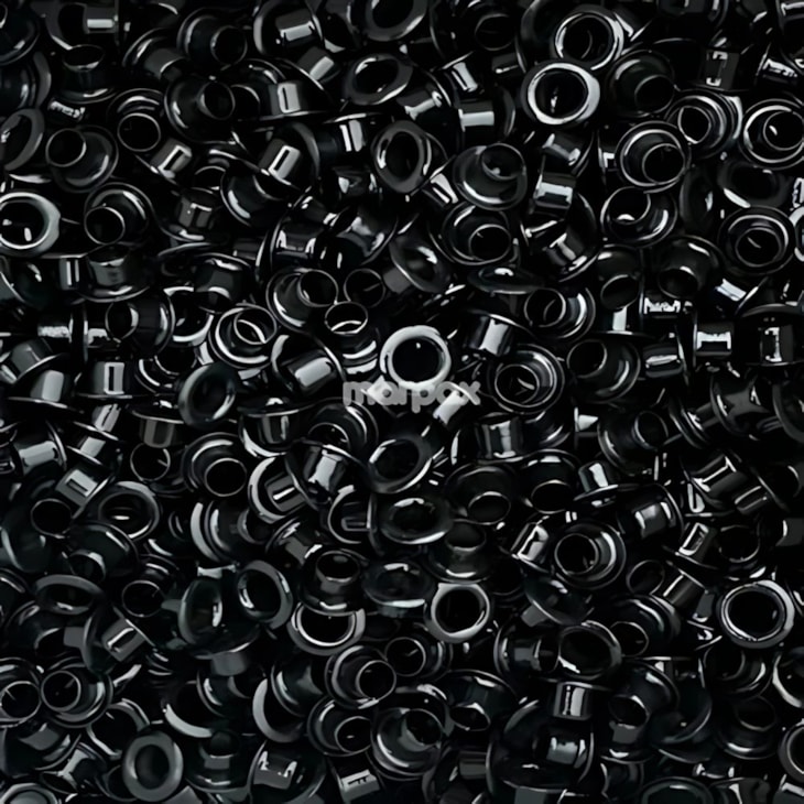 Kit Acabamento Elástico Preto + Ilhós Preto + Passante Flor
