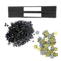 Kit Acabamento Elástico Preto + Ilhós Preto + Passante Flor