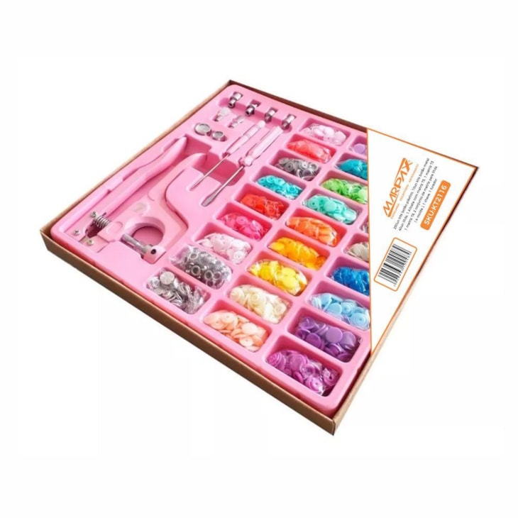 Kit Alicate de Pressão Rosa + 260 botões + 40 Ilhós 