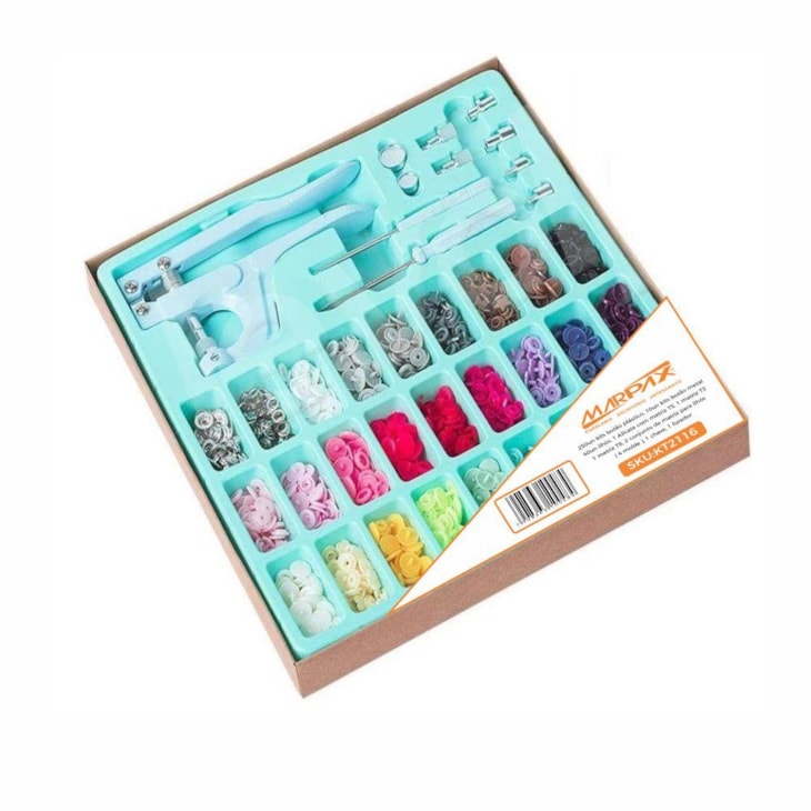 Kit Alicate de Pressão Verde + 260 Botões + 40 Ilhós Marpax