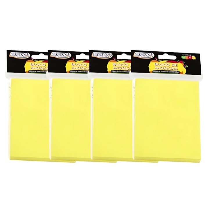 Kit Bloco de Anotações Amarelo Neon 76x102mm 400 fls