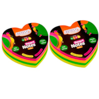 Kit Bloco de Anotações Coração Neon Notes 70x70mm 400 fls