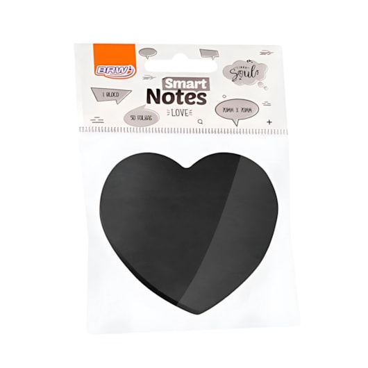 Kit Bloco de Anotações Coração Preto 70x70mm 200 folhas