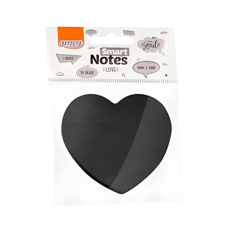 Kit Bloco de Anotações Coração Preto 70x70mm 200 folhas