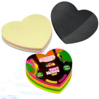 Kit Bloco de Anotações Coração Tom Pastel Neon Preto 600 fls