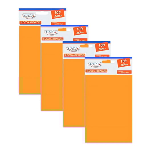 Kit Bloco de Anotações Laranja 76x102mm 400 folhas