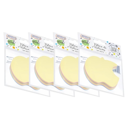 Kit Bloco de Anotações Maçã Tom Pastel 70x70mm 400 fls