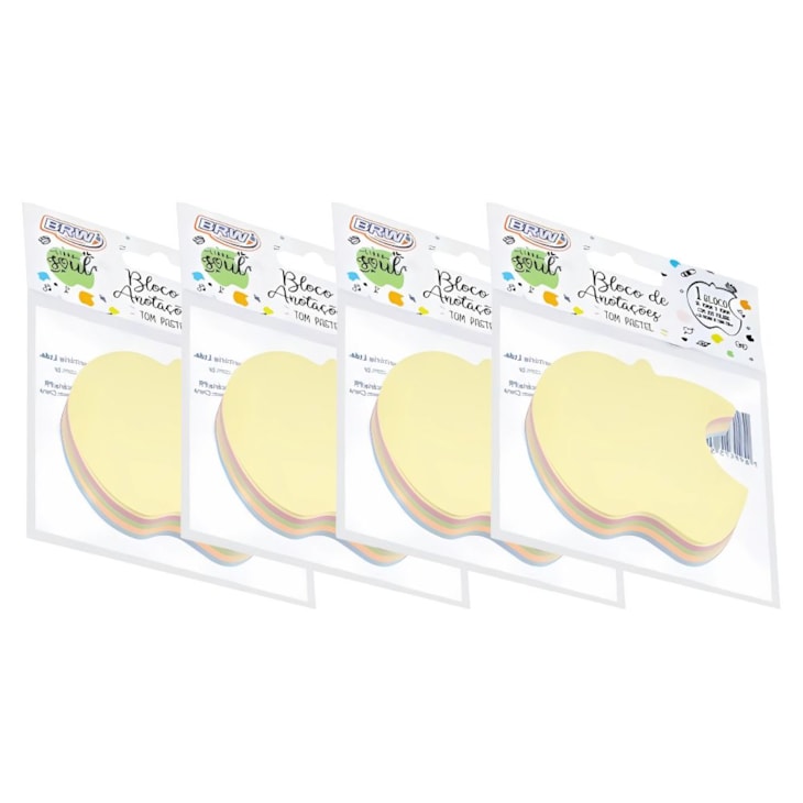 Kit Bloco de Anotações Maçã Tom Pastel 70x70mm 400 fls