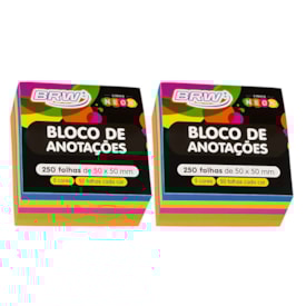 Kit Bloco de Anotações Neon 5 Cores 50x50mm 500 folhas