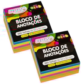 Kit Bloco de Anotações Neon 5 Cores 50x50mm 500 folhas