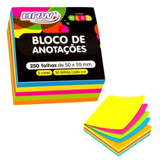 Kit Bloco de Anotações Neon Quadrado Seta Coração 650 folhas