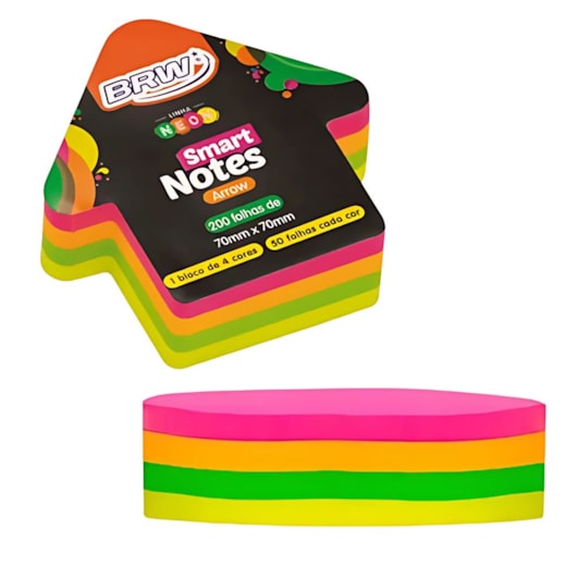 Kit Bloco de Anotações Neon Quadrado Seta Coração 650 folhas