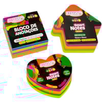 Kit Bloco de Anotações Neon Quadrado Seta Coração 650 folhas