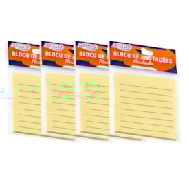Kit Bloco de Anotações Pautado Amarelo 76x76mm 200 fls