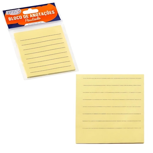 Kit Bloco de Anotações Pautado Amarelo 76x76mm 200 fls