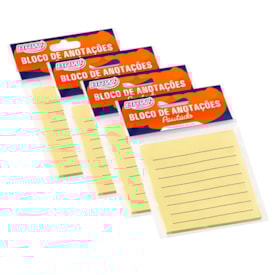 Kit Bloco de Anotações Pautado Amarelo 76x76mm 200 fls