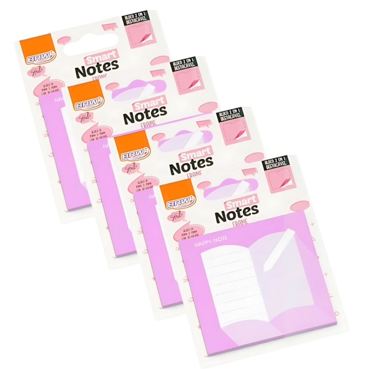 Kit Bloquinho de Anotações 75x75mm 2 em 1 4un com 30fls cada