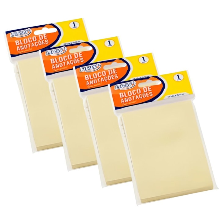 Kit Bloquinho de Anotações Amarelo 76x102mm 4 pct com 100fls