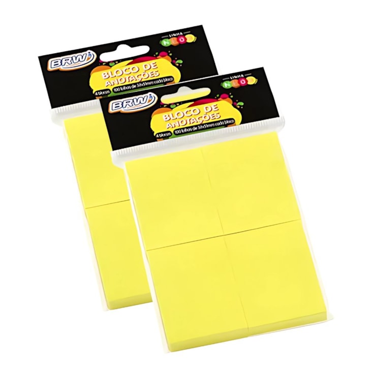 Kit Bloquinho de Anotações Amarelo Neon 38x51mm 800 Folhas