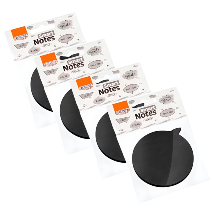 Kit Bloquinho de Anotações Balão Preto 70x70mm 200 Folhas