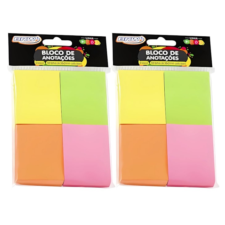 Kit Bloquinho de Anotações Colorido Neon 38x51mm 800fls
