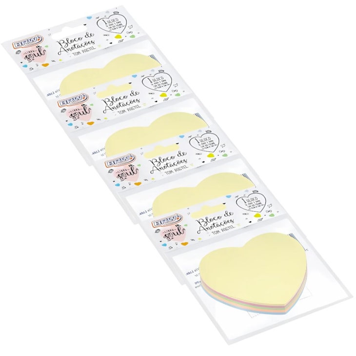 Kit Bloquinho de Anotações Coração Tom Pastel 70x70mm 400fls