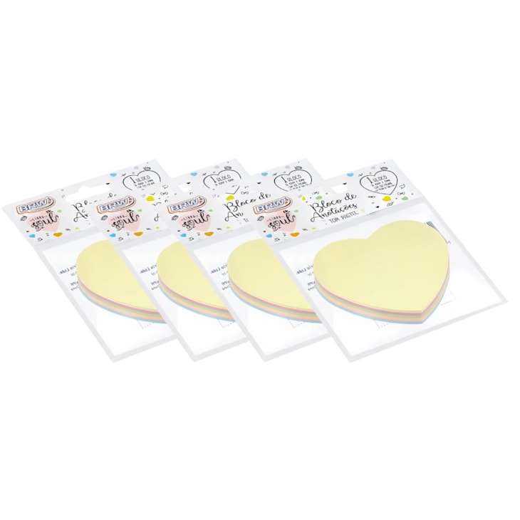 Kit Bloquinho de Anotações Coração Tom Pastel 70x70mm 400fls