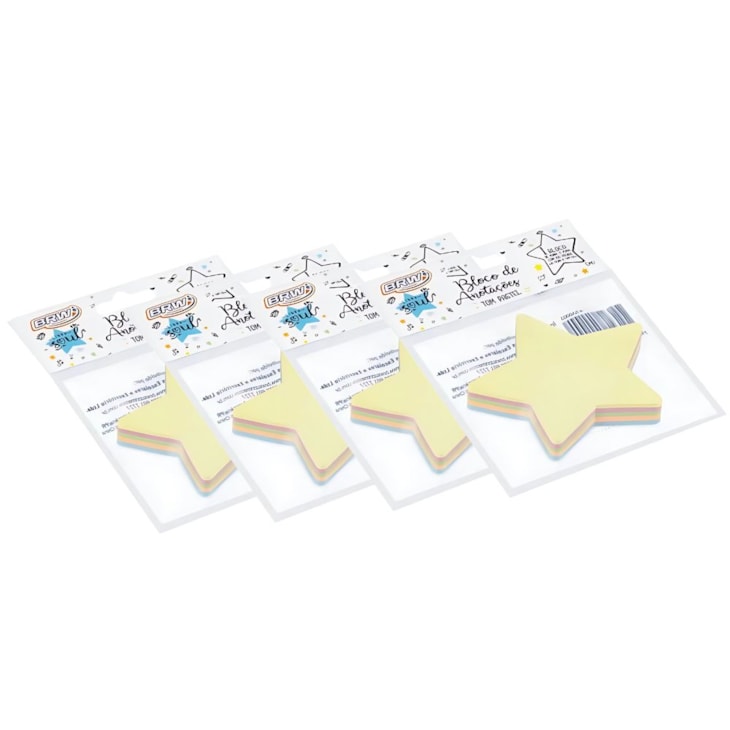 Kit Bloquinho de Anotações Estrela Tom Pastel 70x70mm 400fls