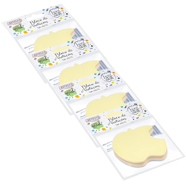 Kit Bloquinho de Anotações Maçã Tom Pastel 70x70mm 400fls