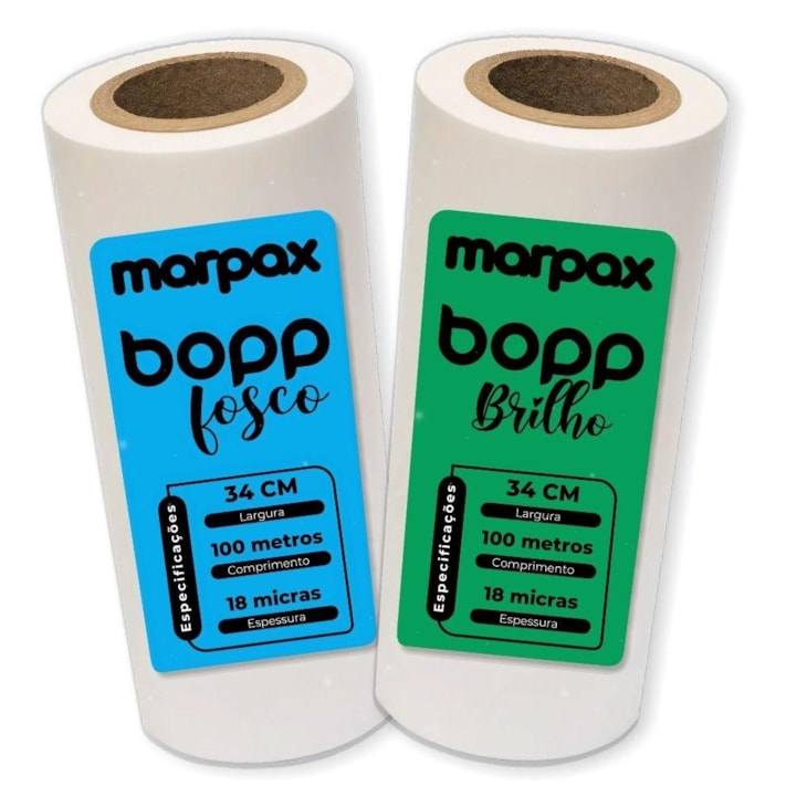 Kit BOPP Brilho + Fosco A3 34cmx100m 18 Micras Marpax 02un
