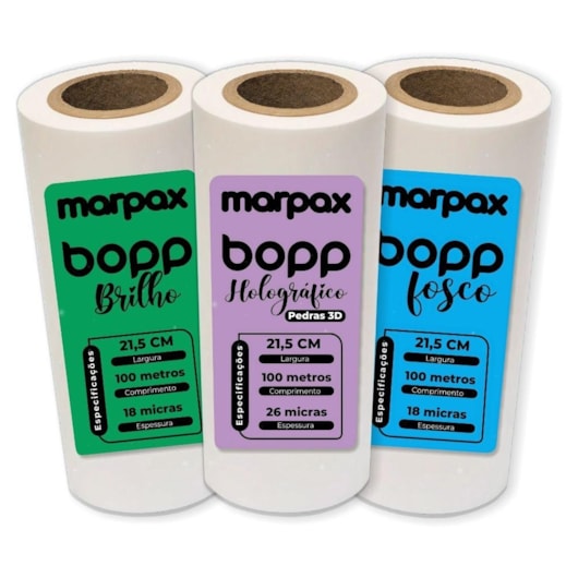 Kit Bopp Holográfico A4 + Bopp Brilho + Bopp Fosco 100m