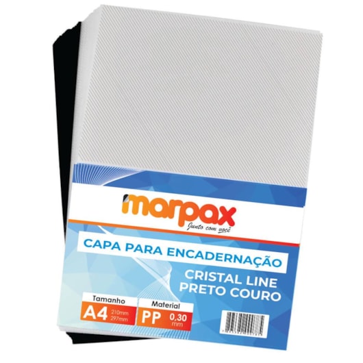 Kit Capa encadernação A4 - Preta Couro + Cristal Line 1000un