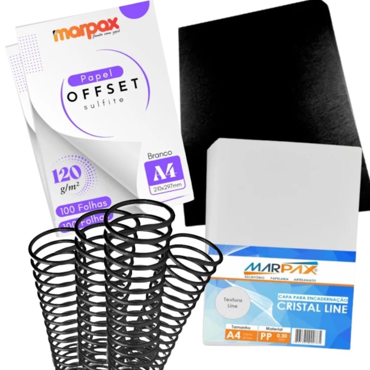 Kit Capa Offset A4 + Capa Couro e Cristal Line + Espiral