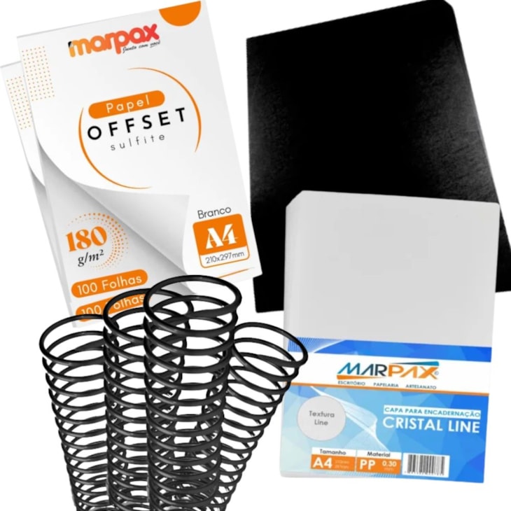 Kit Capa Offset A4 + Capa Couro e Cristal Line + Espiral