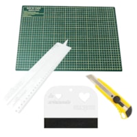 Kit Cartonagem Base de Corte + Régua + Espátula + Estilete
