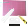 Kit Cartonagem Base de Corte Rosa + Régua + Espátula + Estilete