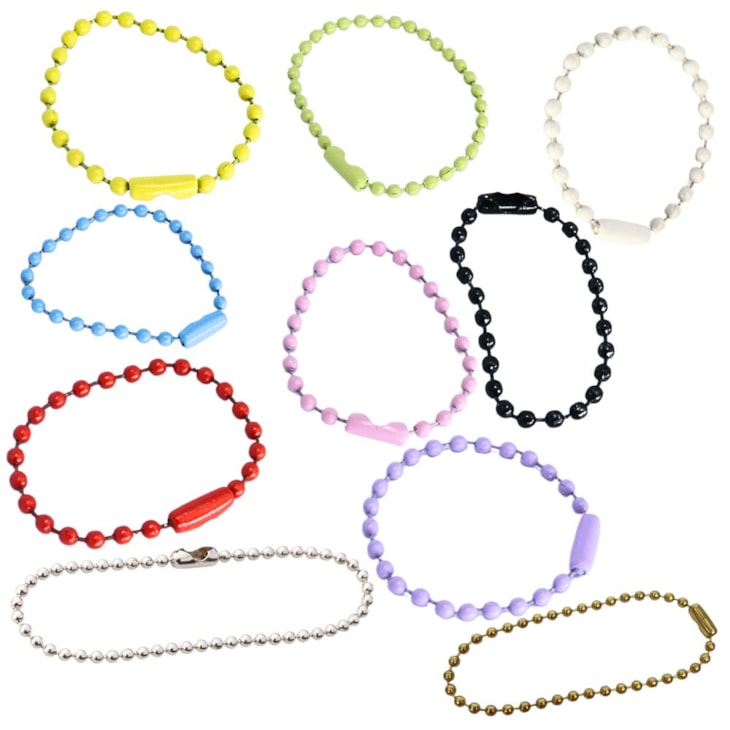 kit Corrente de Bolinha Tag Várias Cores 2,5mmx10cm com 10un