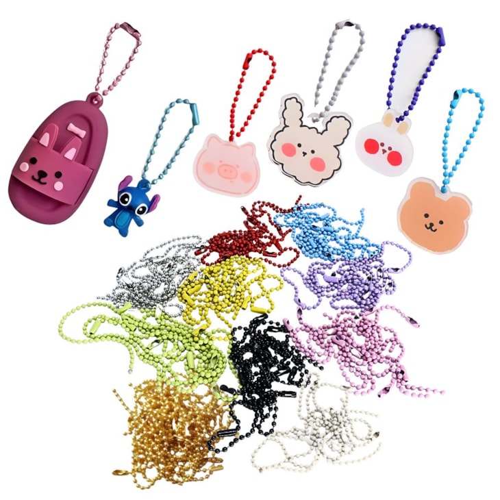 kit Corrente de Bolinha Tag Várias Cores 2,5mmx10cm com 10un