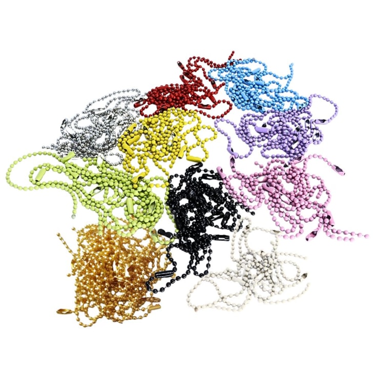 kit Corrente de Bolinha Tag Várias Cores 2,5mmx10cm com 10un