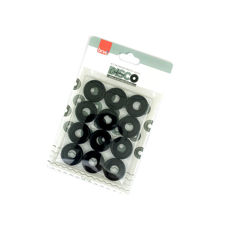 Kit de Disco Preto 2,5 cm para Caderno Inteligente BRW 12un