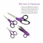 Kit de Tesouras Roxas para artesanato Com 04 Peças