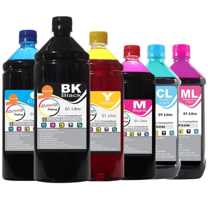 Kit de Tinta Epson Compatível Marpax CMYK 6 Litros