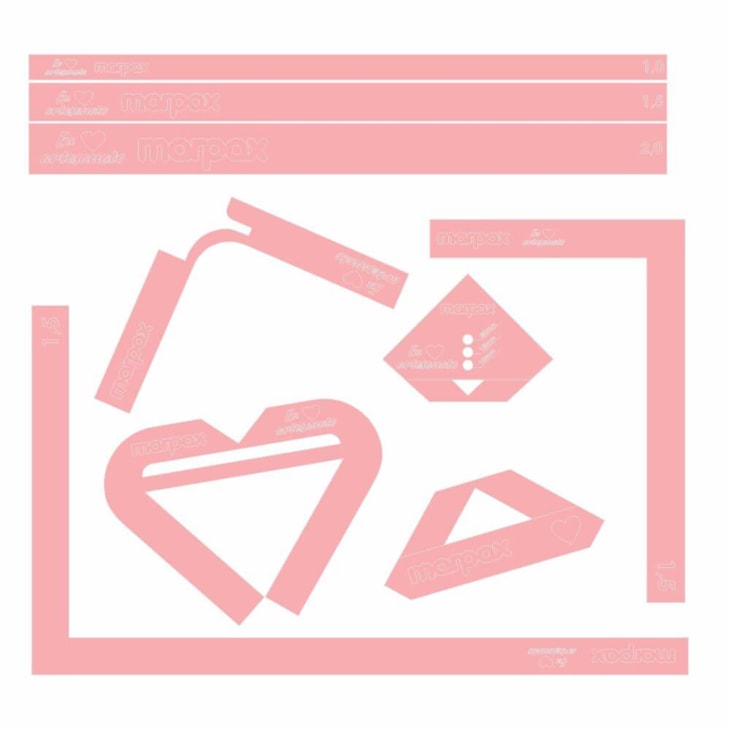 Kit Dobra Folha 30cmx30cm C/ Gabarito Rosa Acrílico Marpax