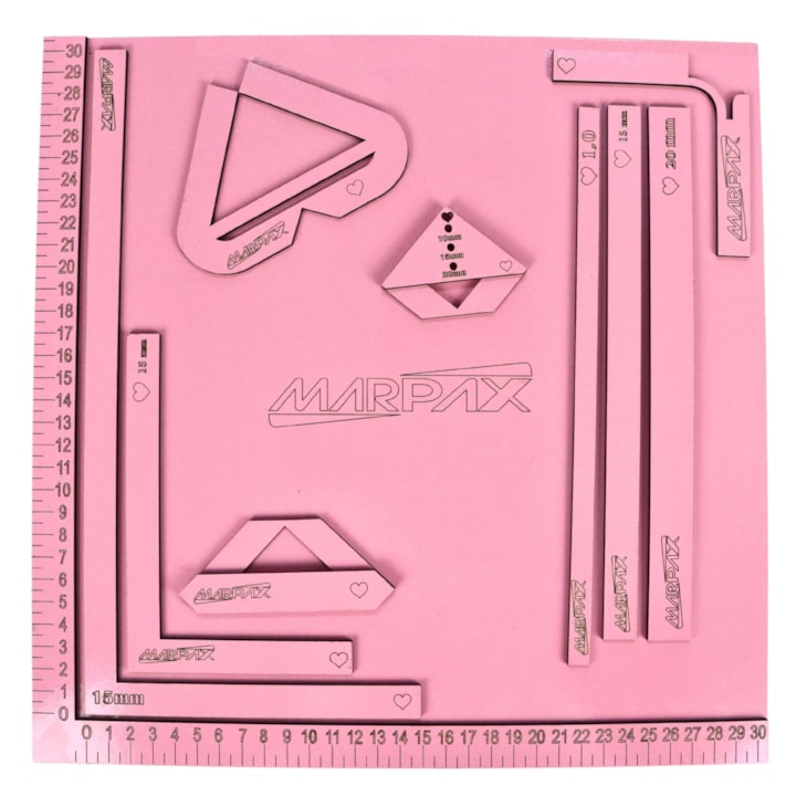 Kit Dobra Folha 30x30cm com Gabarito Rosa em MDF Marpax