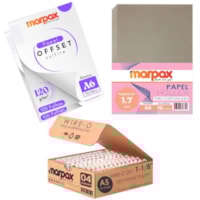 Kit encadernação 120g Offset A6 + Papel holler + wire-o